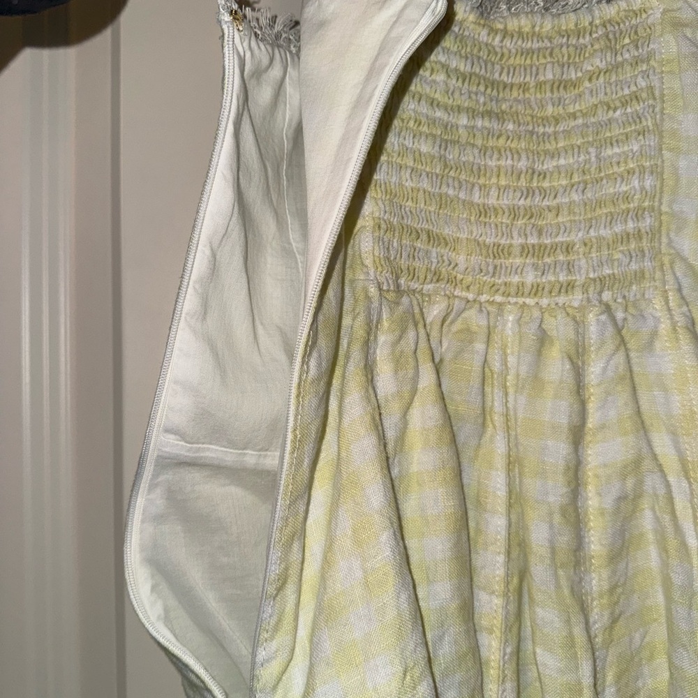 LoveShackFancy Yellow Checkered Dress Clarine Linen Gingham Bow‎ Dress size 6 - Picture 10 of 11